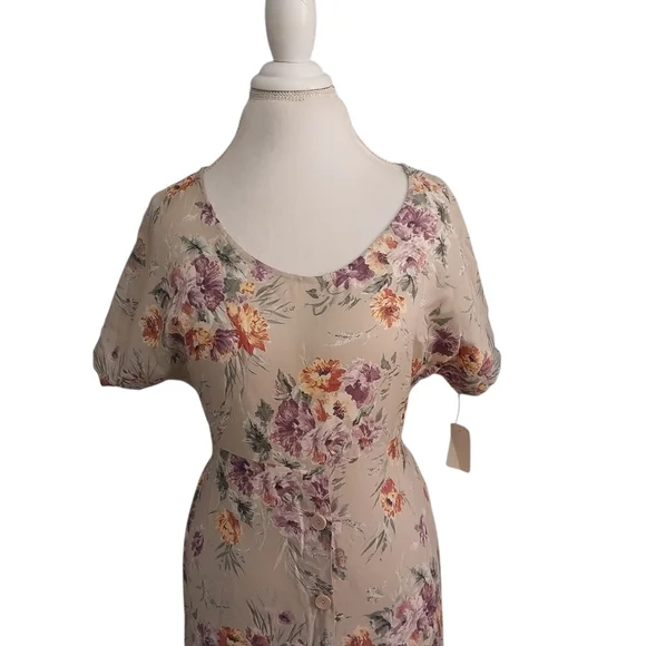 Vtg Susan Burrowes Size Large 90s Country Springtime Floral Cottagecore Dress - Picture 2 of 16